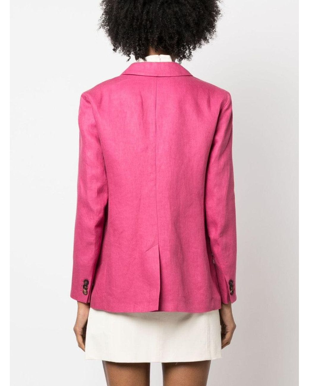 Max Mara Pink Single-Breasted Linen Blazer