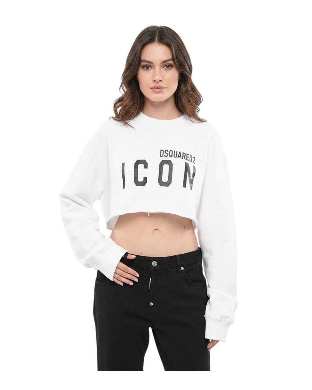 DSquared² White Graphic Crew Neck Sweatshirt