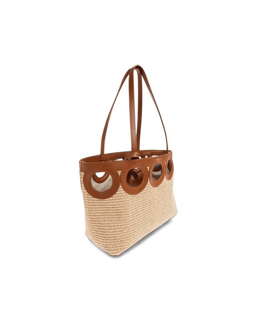 Ferragamo Brown Natural Gancini Medium Tote