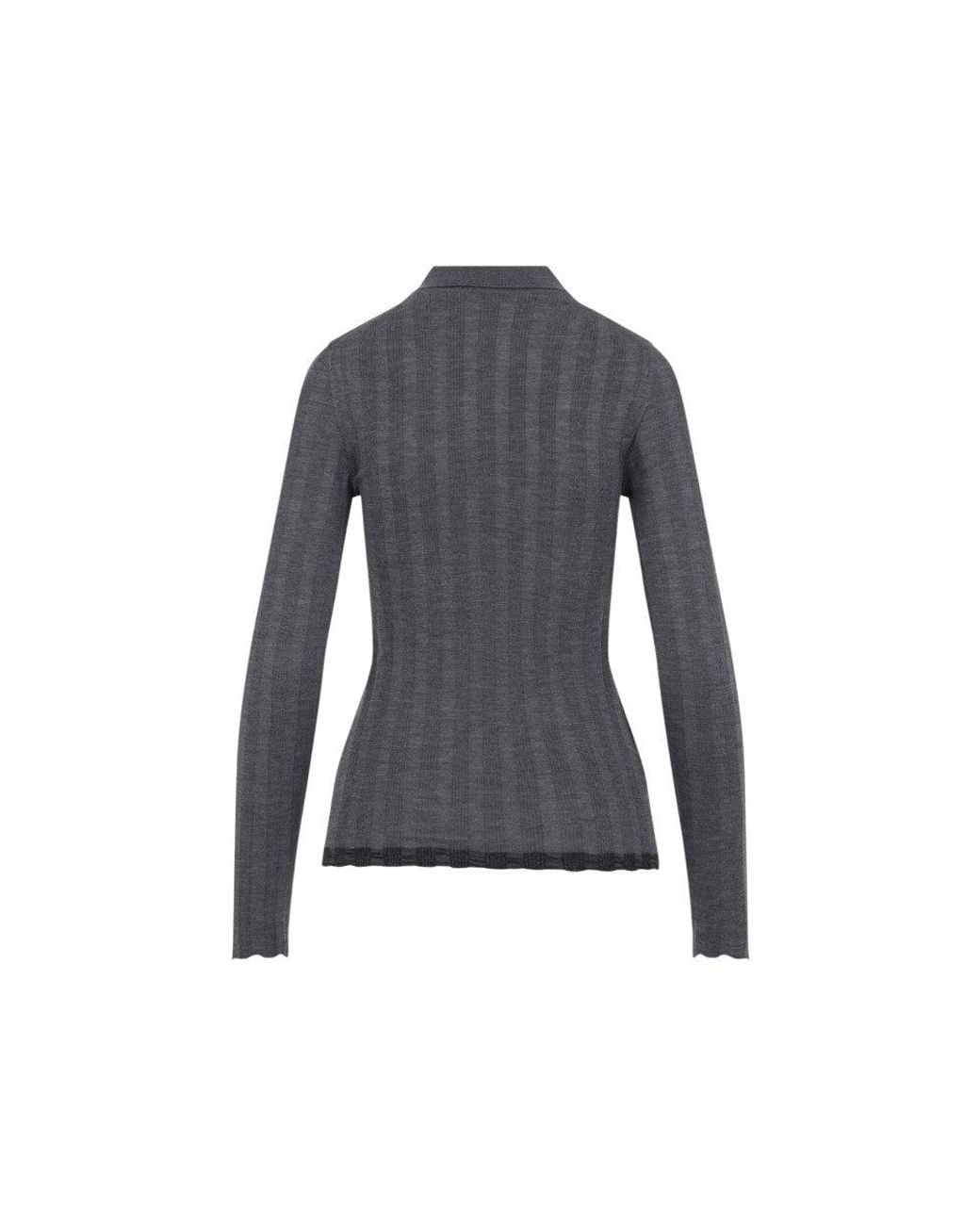 Prada Blue Textured Shirt Collar Polo