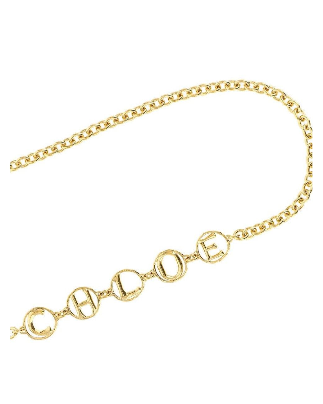 Chloé Metallic Golden Script Jewel Belt
