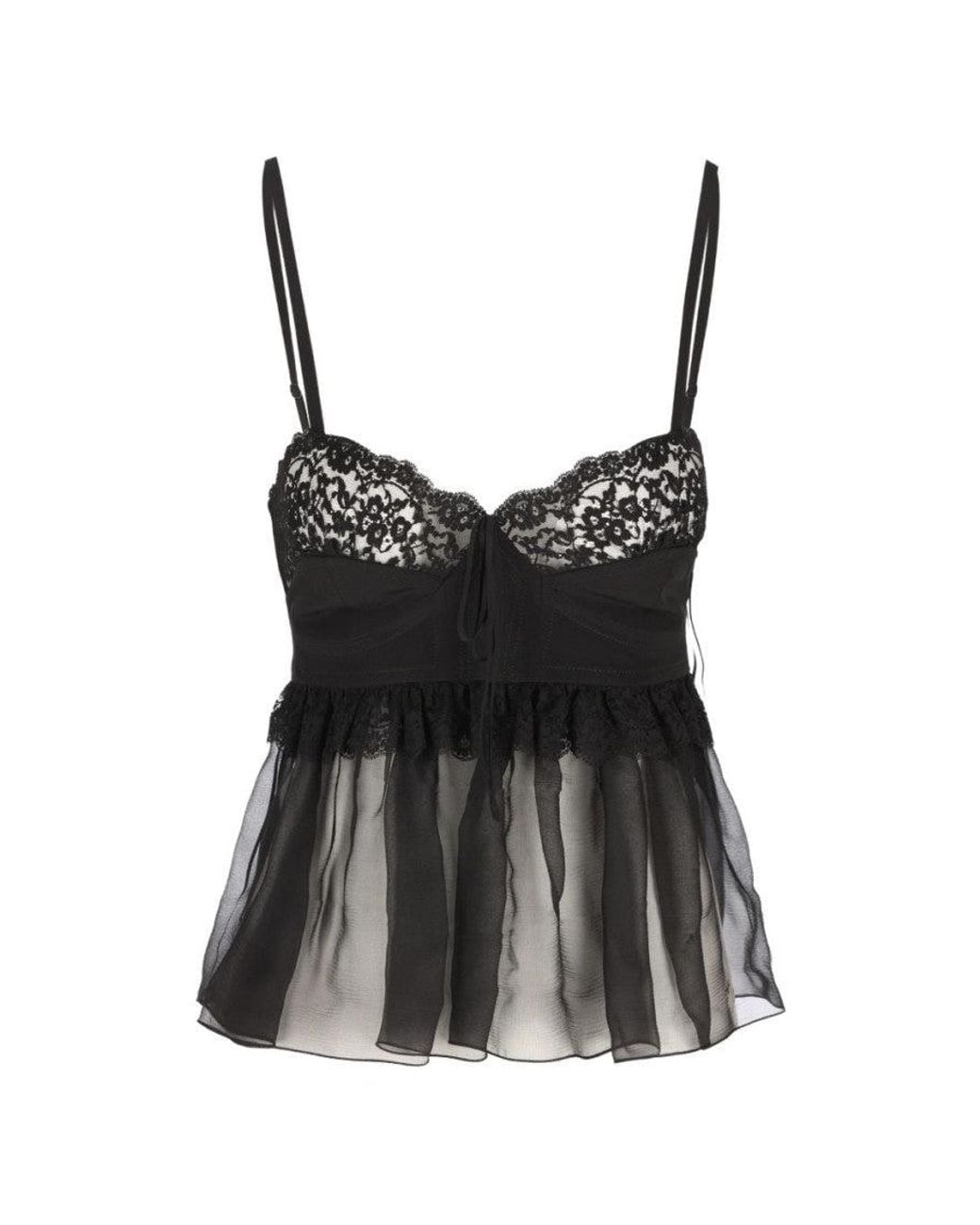 Chloé Black Lace Sweet Heart Neck Top