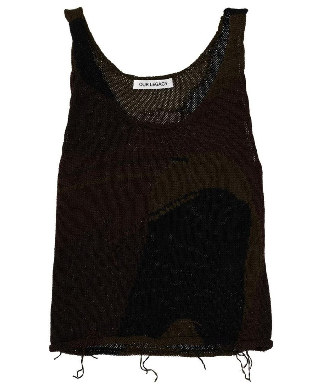 Our Legacy Black Abstract Scoop Neck Top