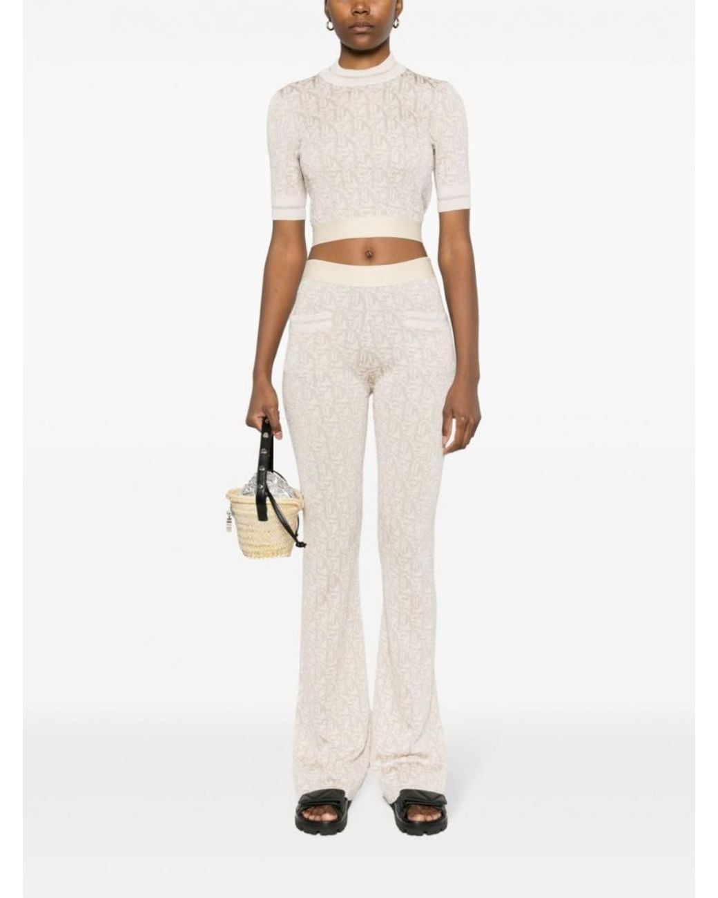 Palm Angels Natural Natural Monogram Jacquard Trousers