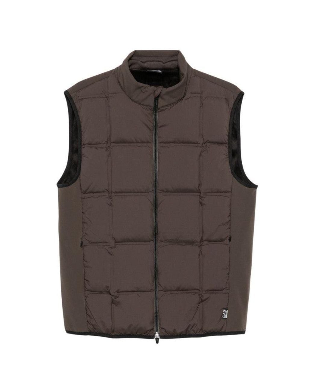 EA7 Brown Quilted Sleeveless Jacket for men