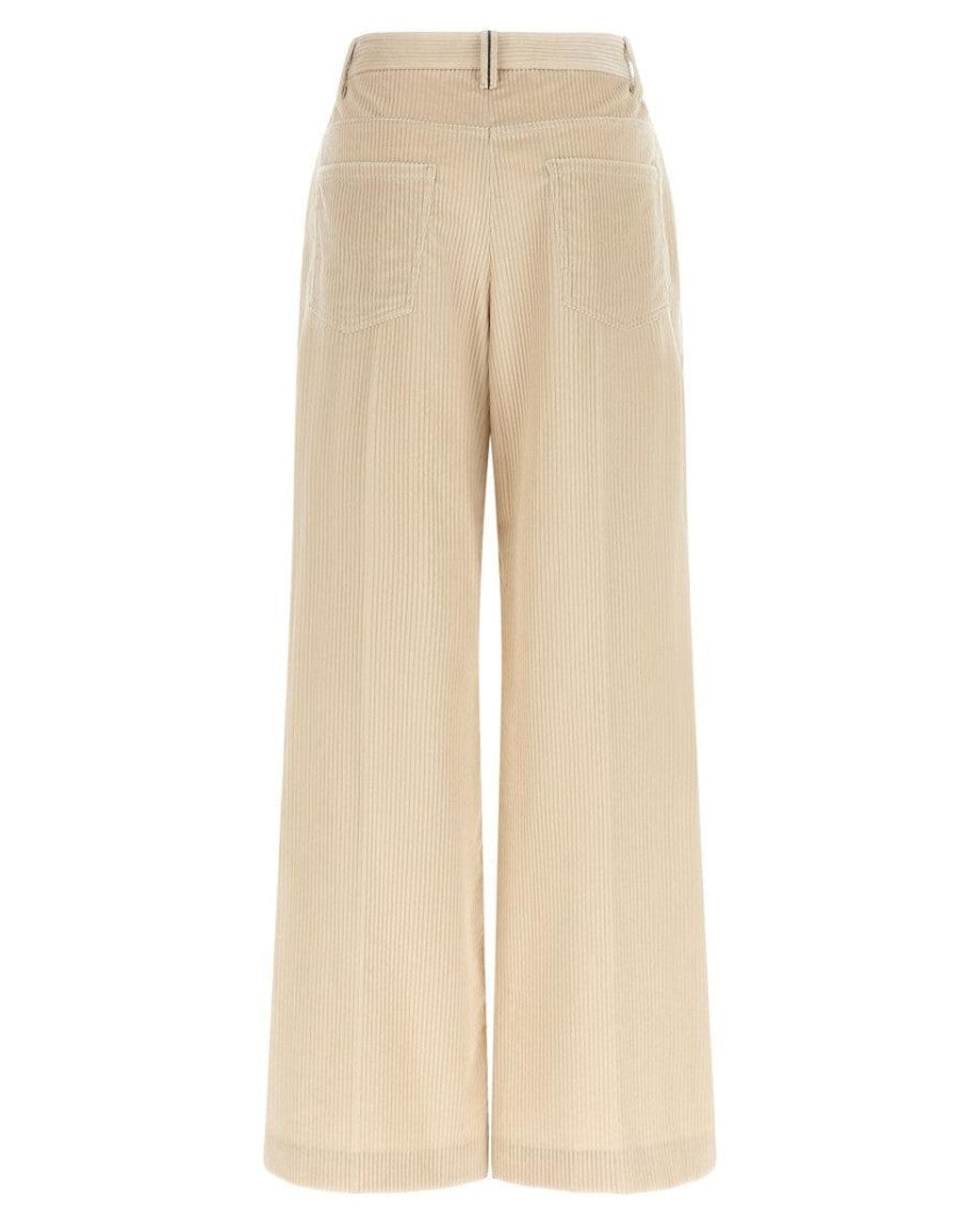 Brunello Cucinelli Natural Loose Flat Front Pants