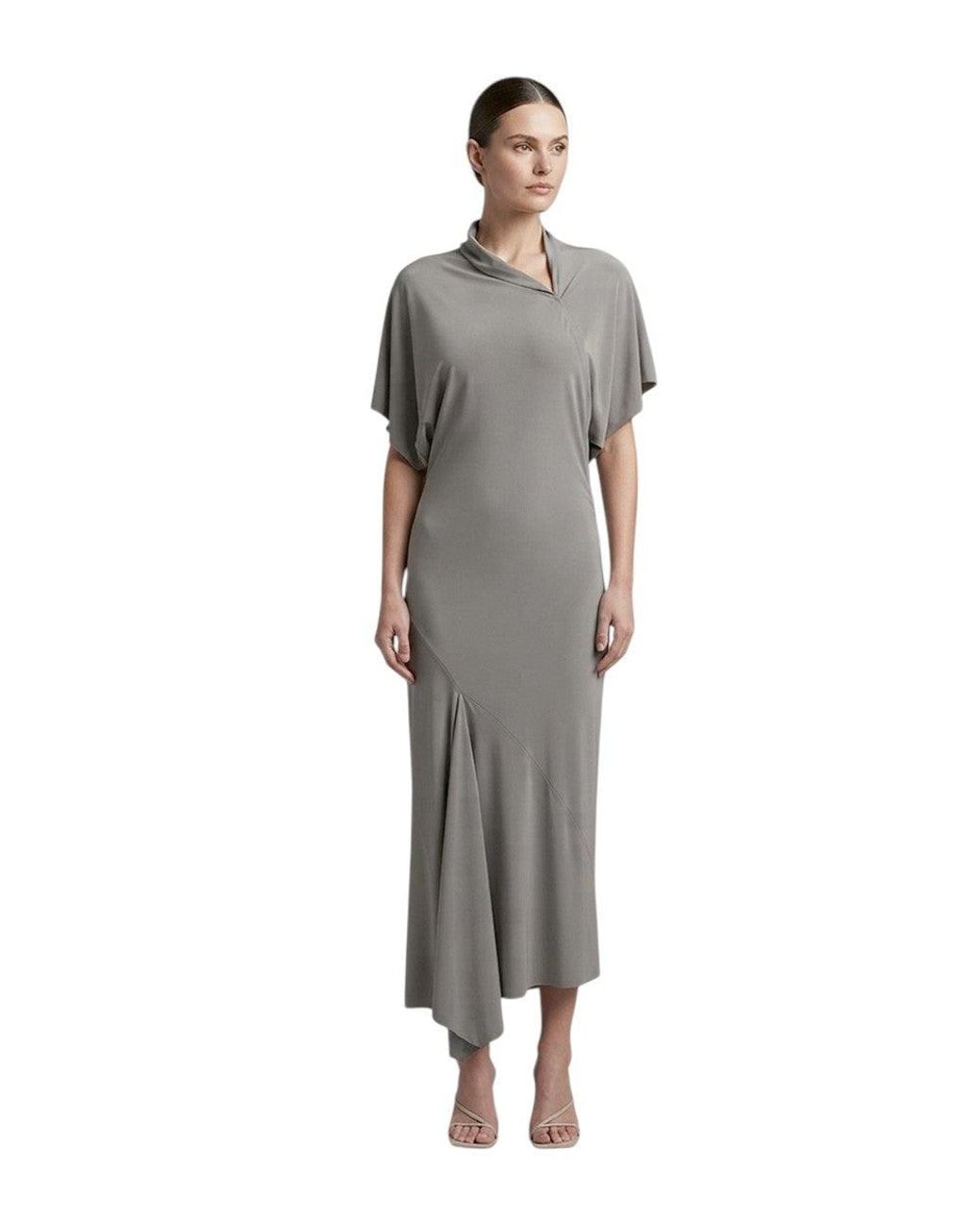 Rick Owens Gray Turtle Neck Midi Dress