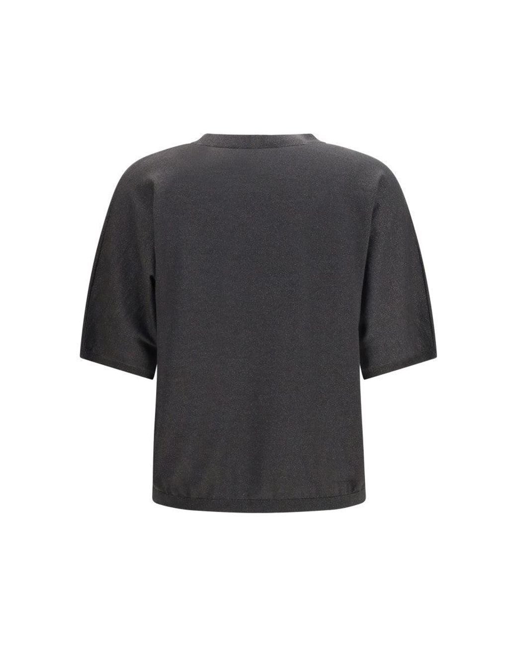 Brunello Cucinelli Gray Solid Round Neck Sweater