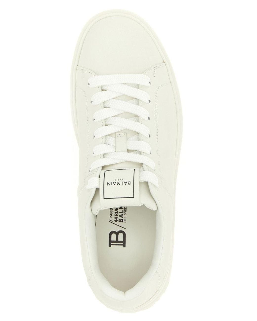 Balmain White Lace Up Sneakers