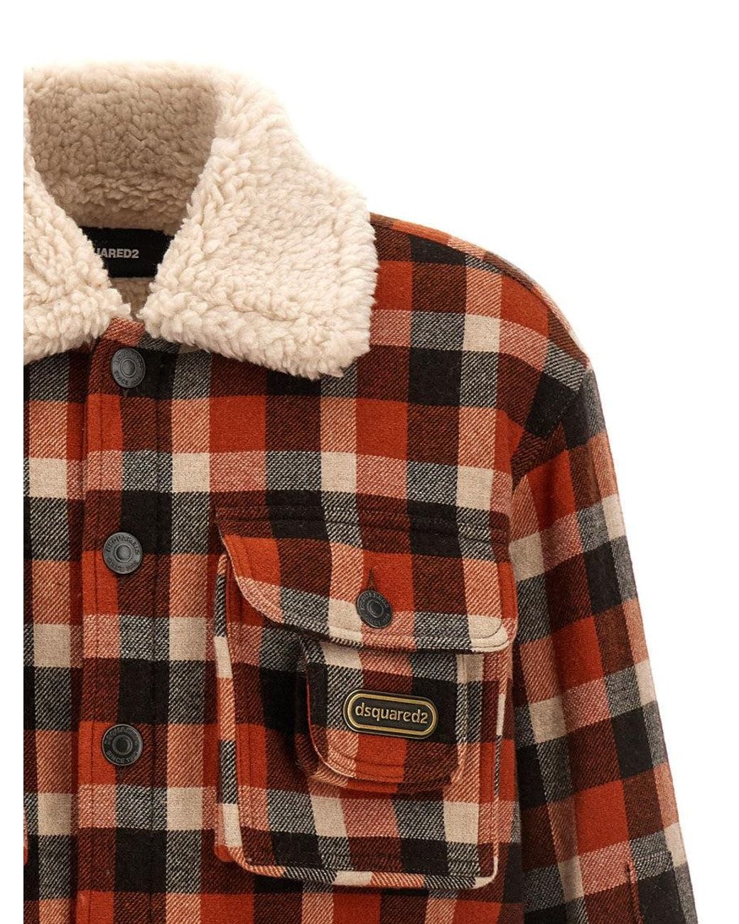 DSquared² Brown Check Logo Jacket for men