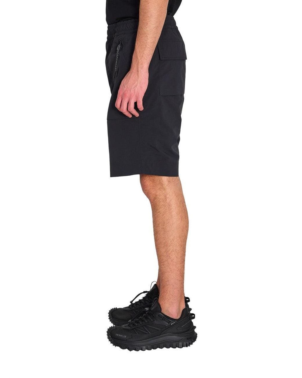 Moncler Black Regular Solid Shorts for men