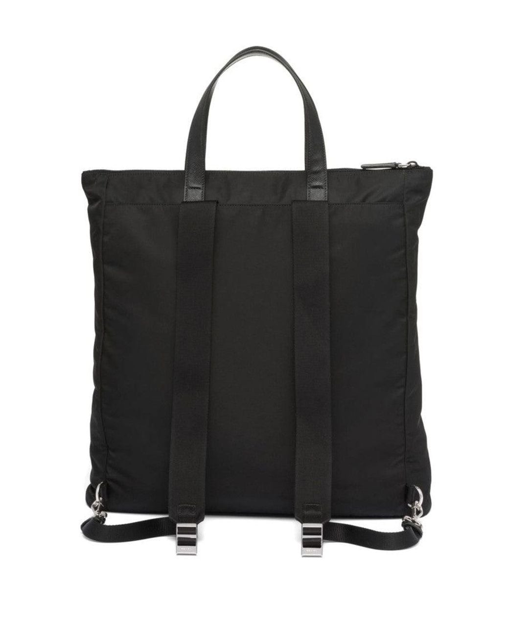 Prada Black Re-Nylon Saffiano-Leather Tote Bag for men