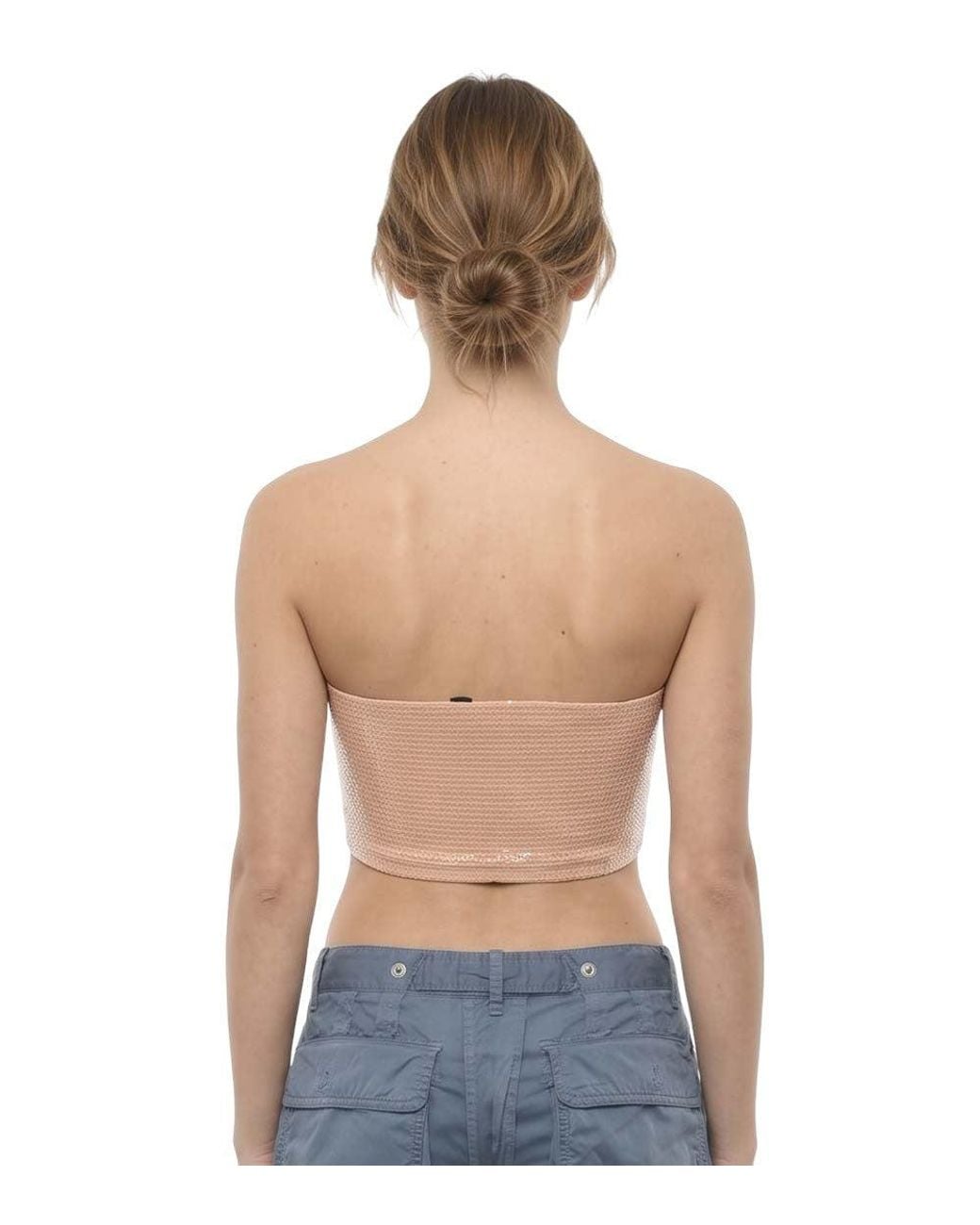 DSquared² Pink Embellished Strapless Top