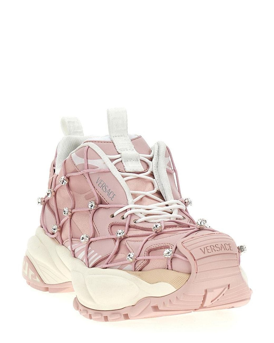 Versace Pink Lace Up Sneakers