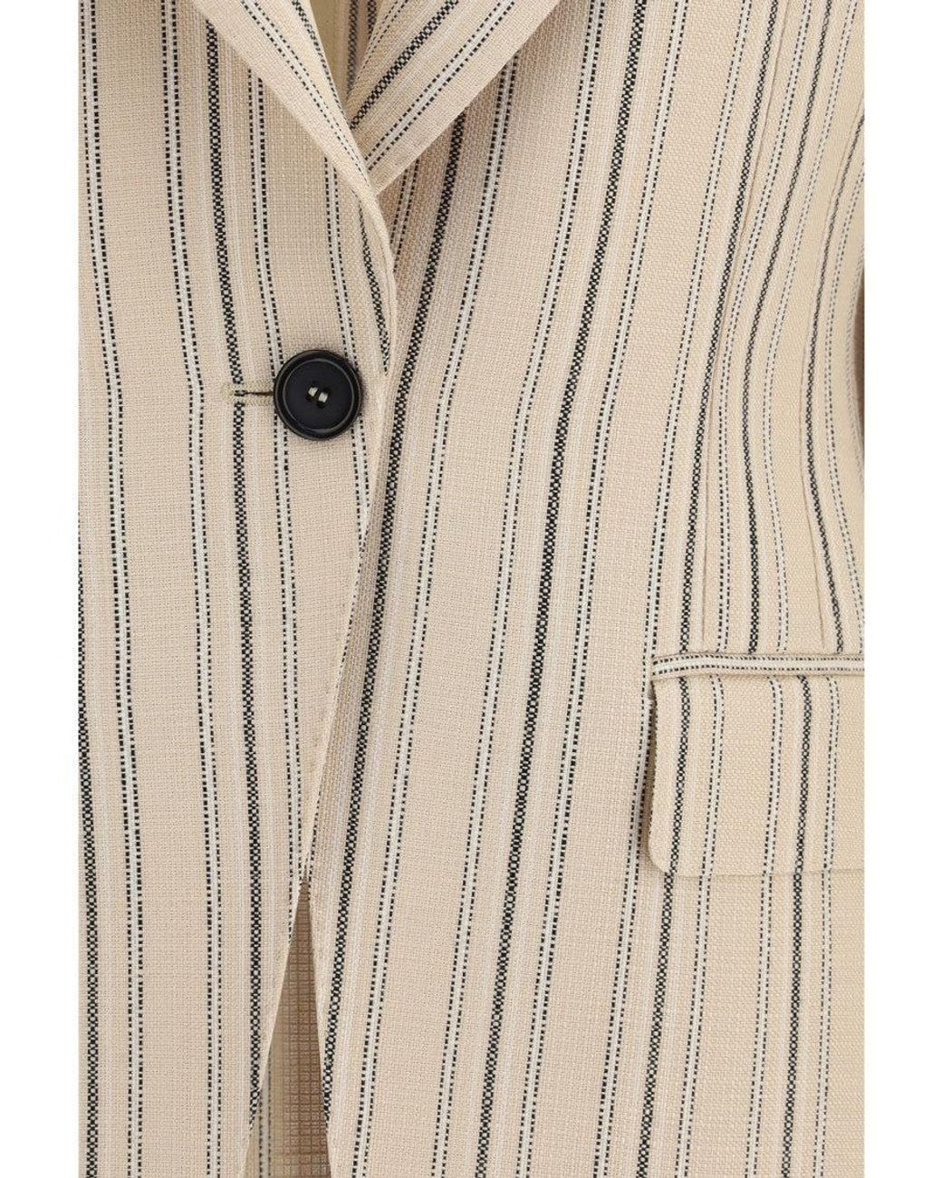 Dolce & Gabbana Natural Stripes Notched Lapel Blazer