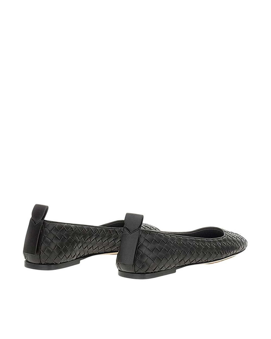 Bottega Veneta Black Leather Ballet Flats