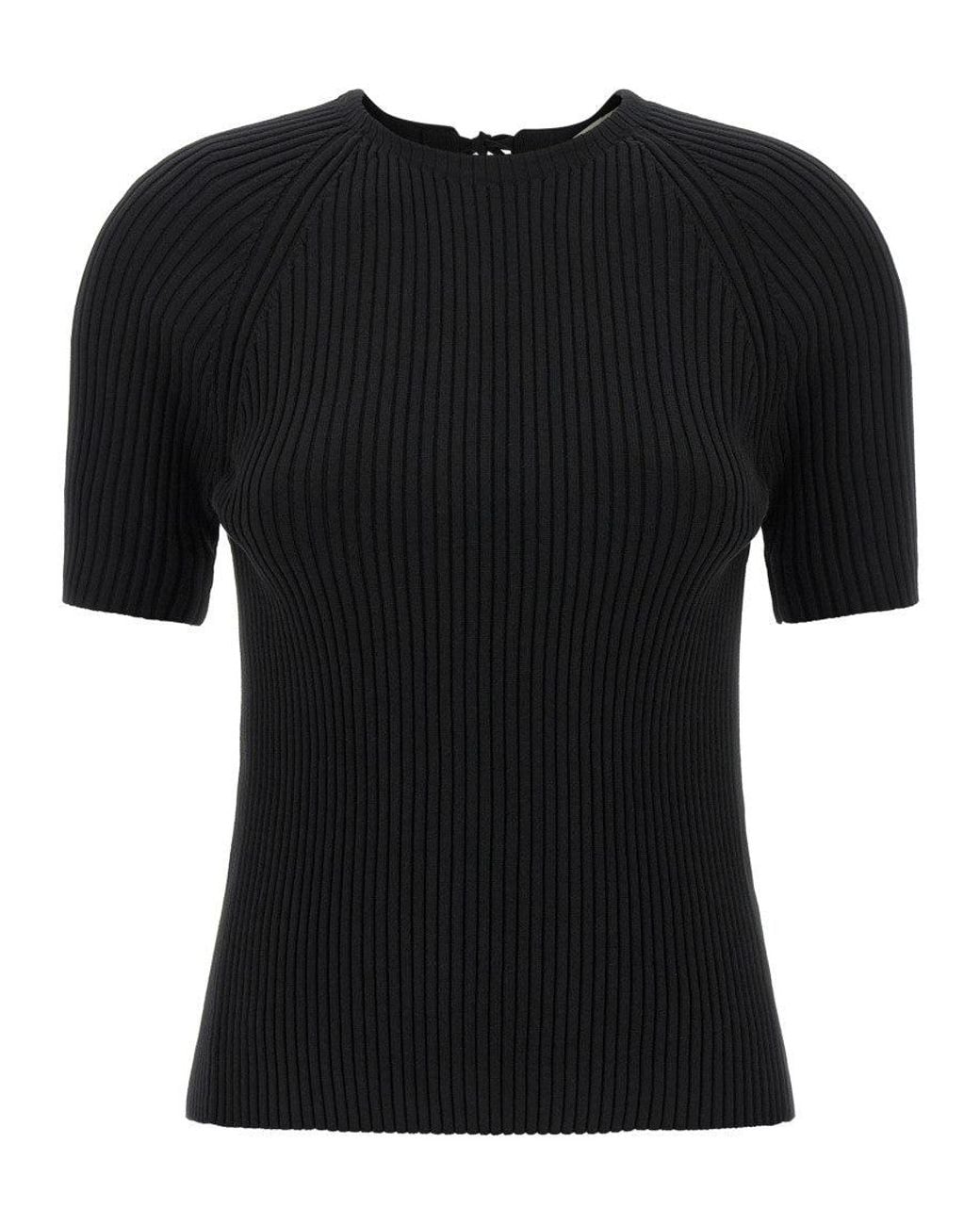 Tory Burch Black Ribbed Cotton Pullover