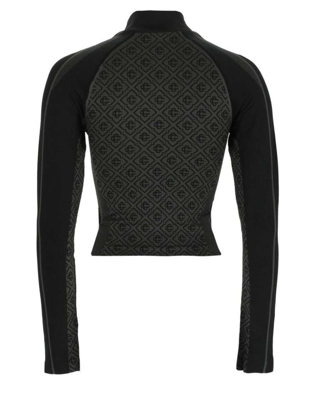 Casablanca Black Logo Mock Collar Top