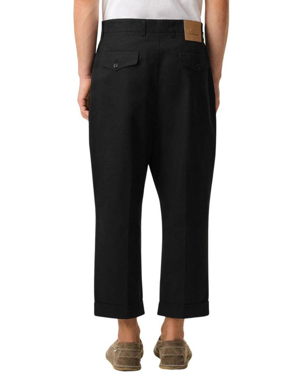 AMI Black Cotton Trousers for men
