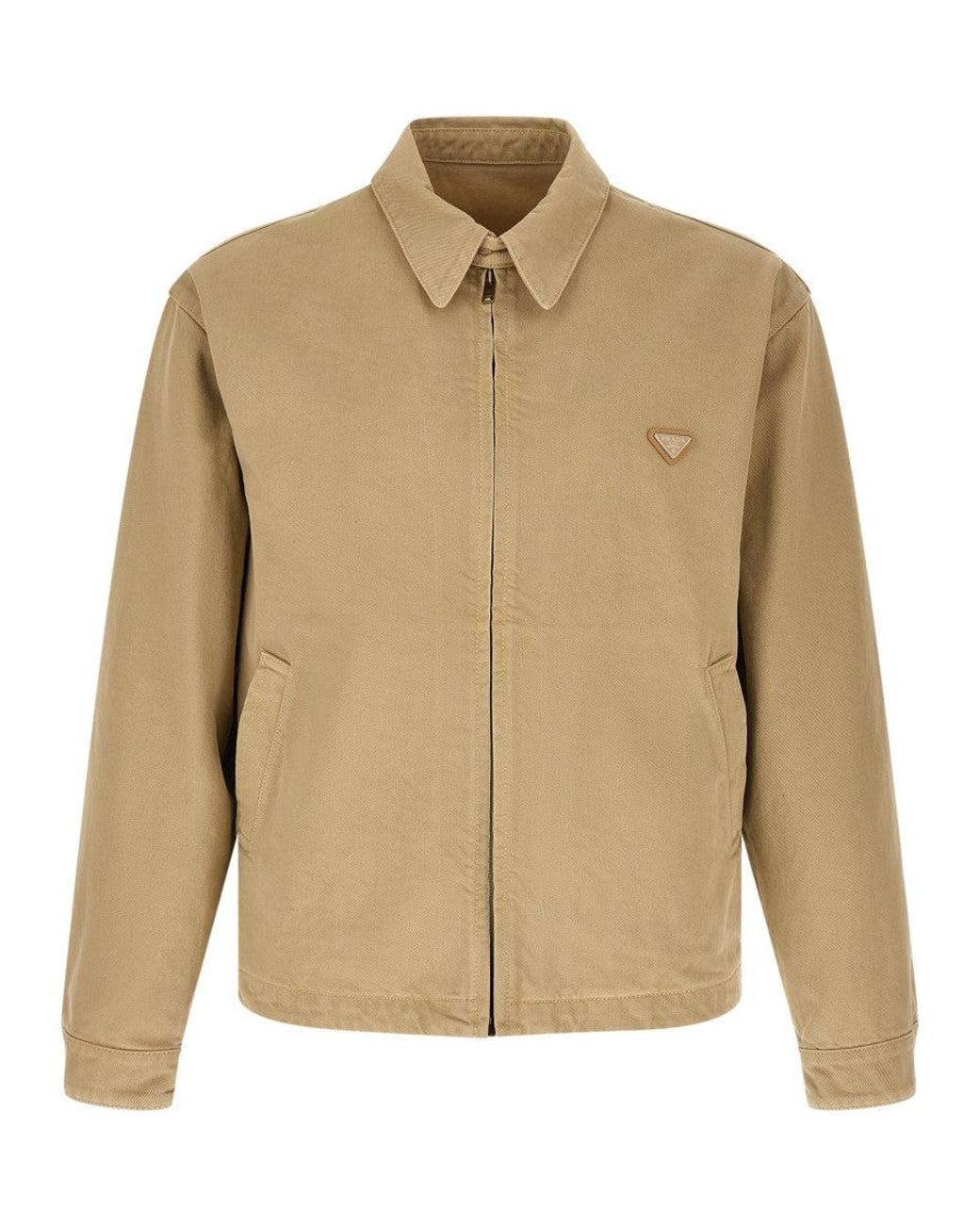 Prada Natural Solid Shirt Collar Jacket for men