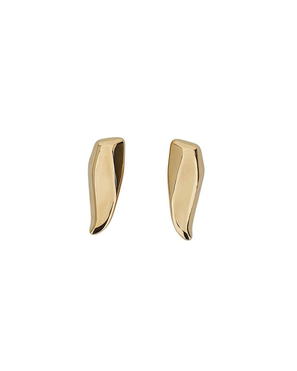Bottega Veneta White Golden Stud Earrings
