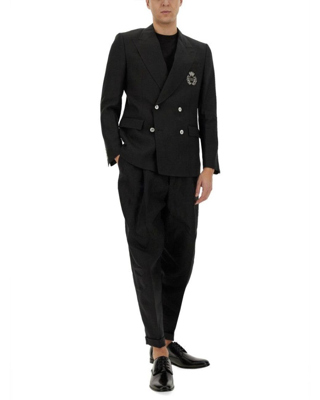 Dolce & Gabbana Black Peaked Lapel Blazer for men