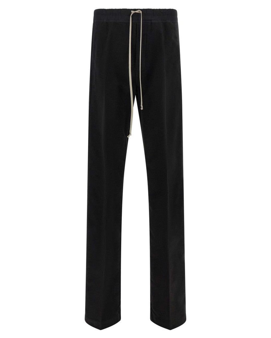 Rick Owens Black Straight Drawstring Pants for men