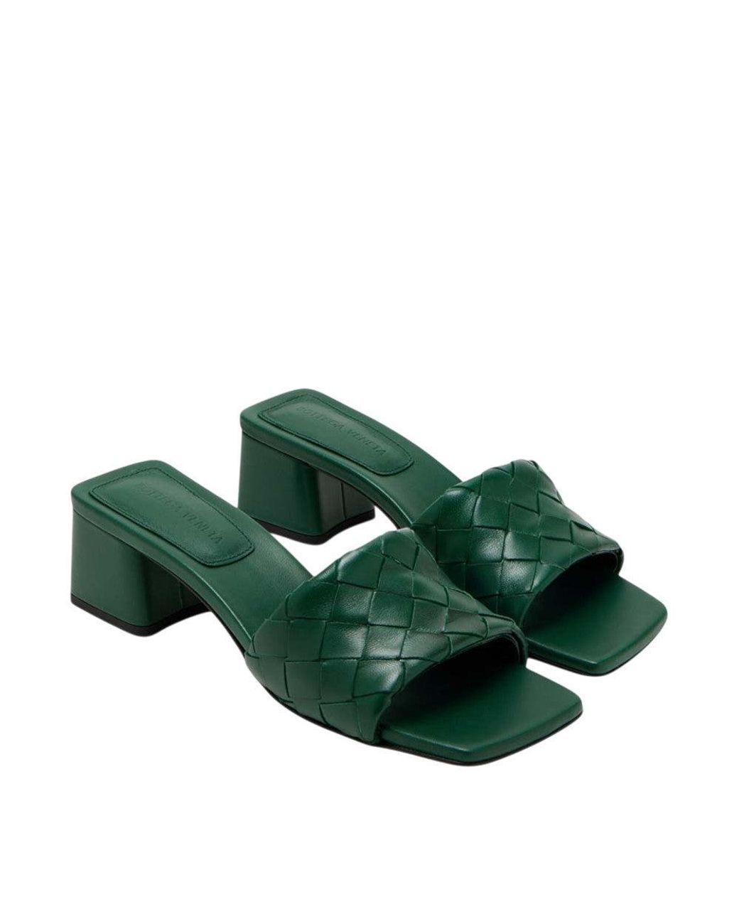 Bottega Veneta Green Woven Heels