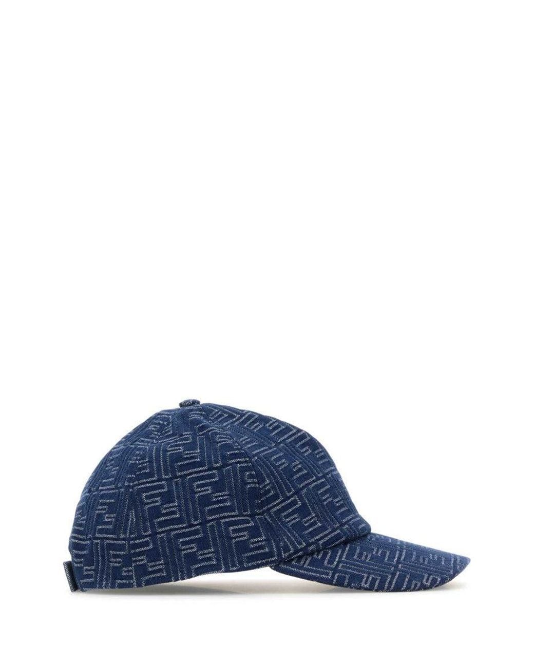 Fendi Blue Embroidered Denim Baseball Cap for men