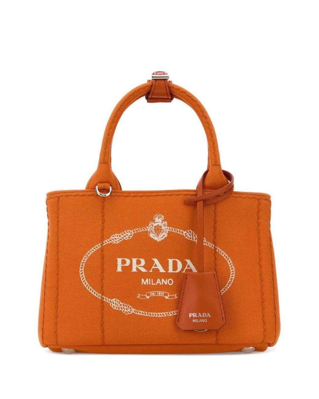 Prada Orange Logo Mini Tote