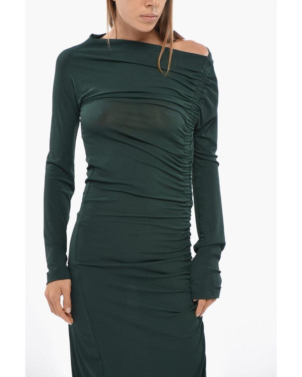 Ferragamo Green One Shoulder Maxi Dress
