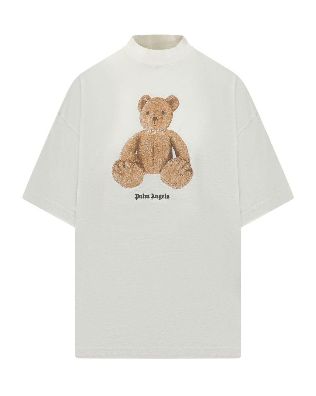 Palm Angels White Graphic Mock Collar T-Shirt