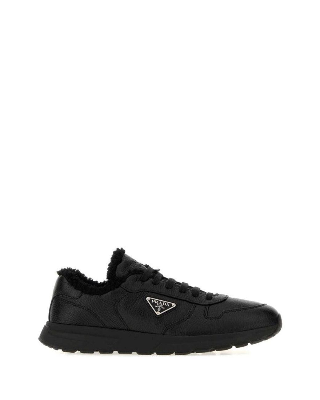 Prada Black Leather Prax 2.0 Sneakers for men