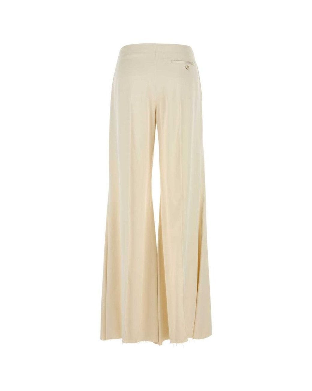McQueen White Cream Satin Wide-Leg Pant