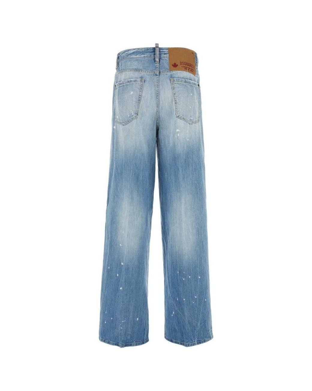 DSquared² Blue Light Denim Wide-Leg Jeans