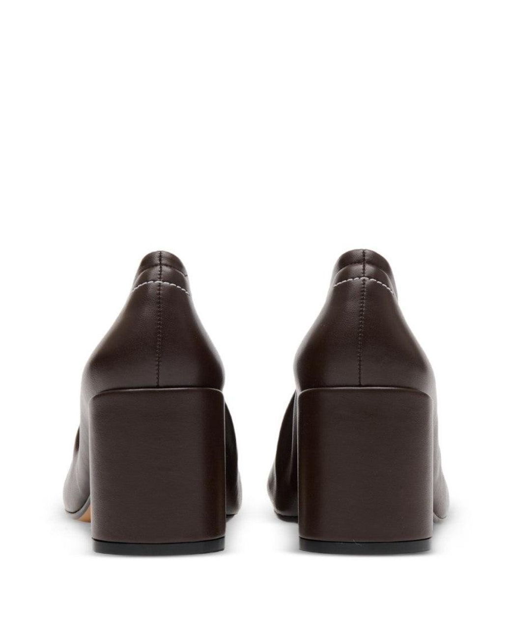 MM6 by Maison Margiela Brown Leather Slip-On Pumps