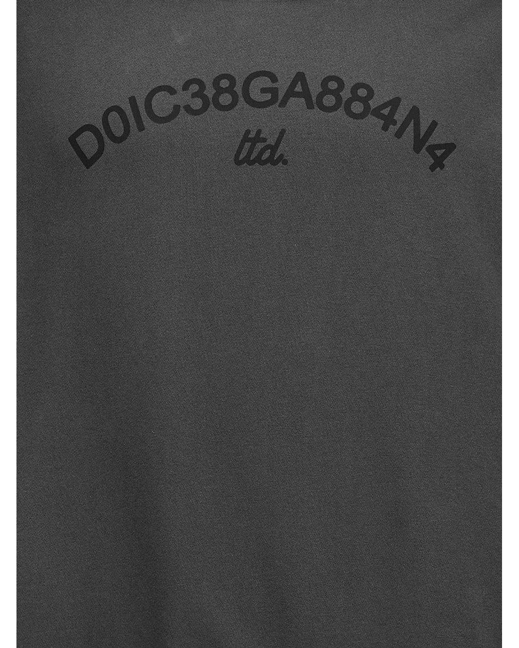 Dolce & Gabbana Gray Logo Print Hoodie for men