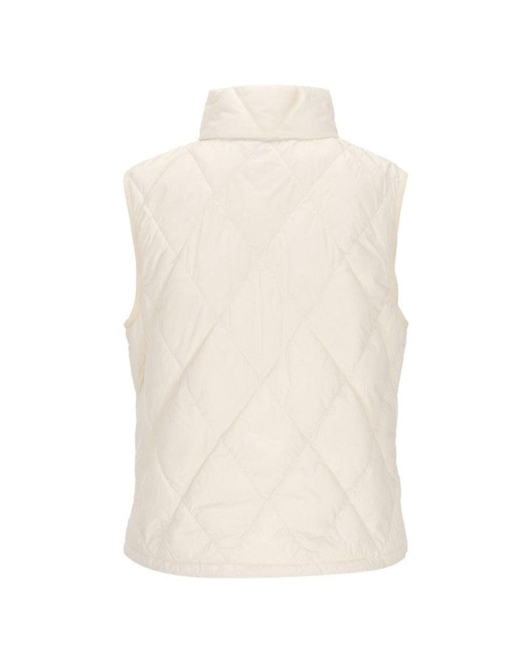 Burberry White Quilted Mock Collar Jacket