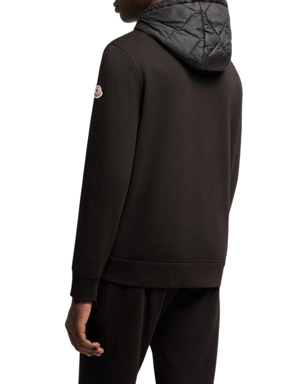 Moncler Black Quilted Zip Up Hoodie for men