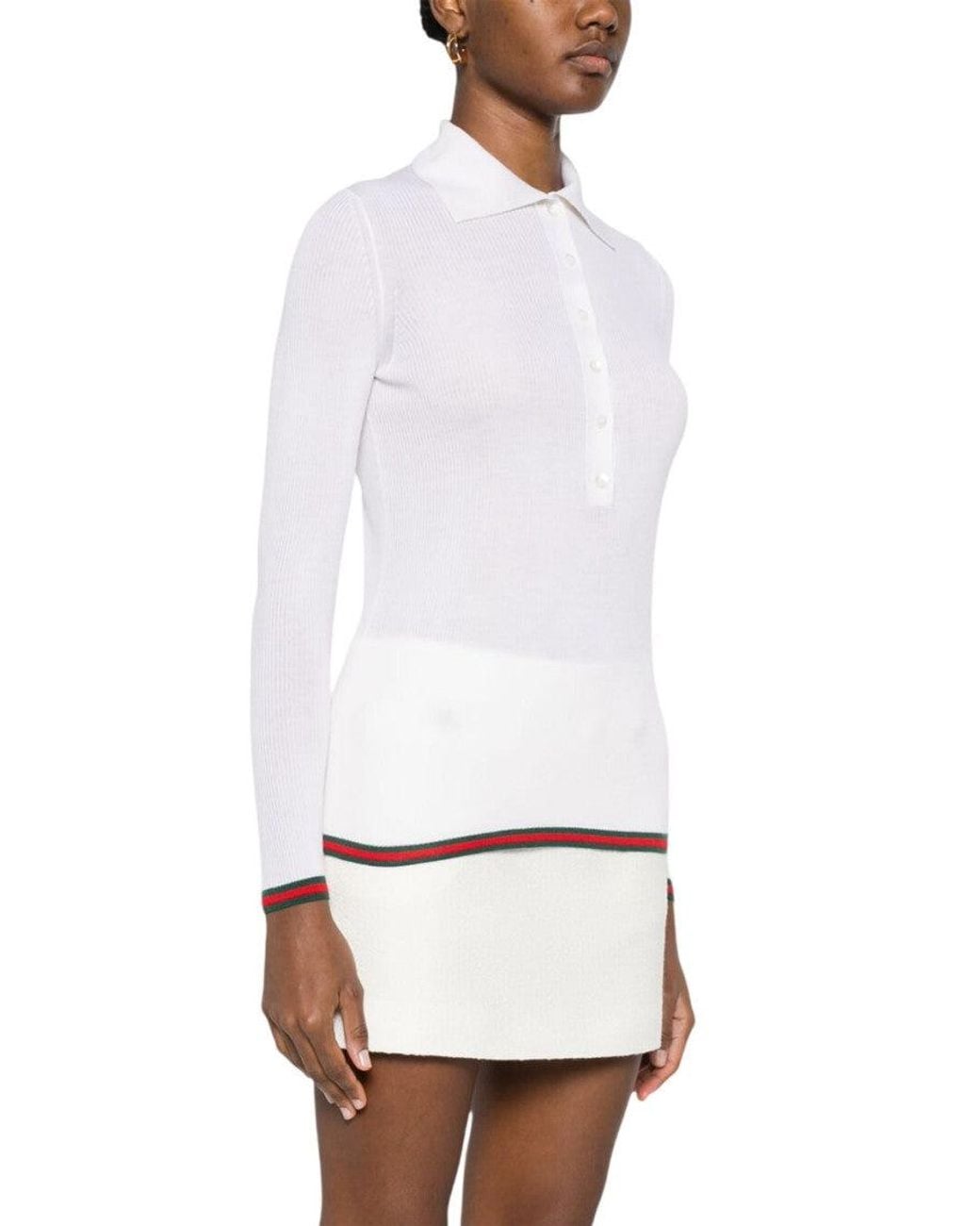 Gucci White Solid Shirt Collar Polo