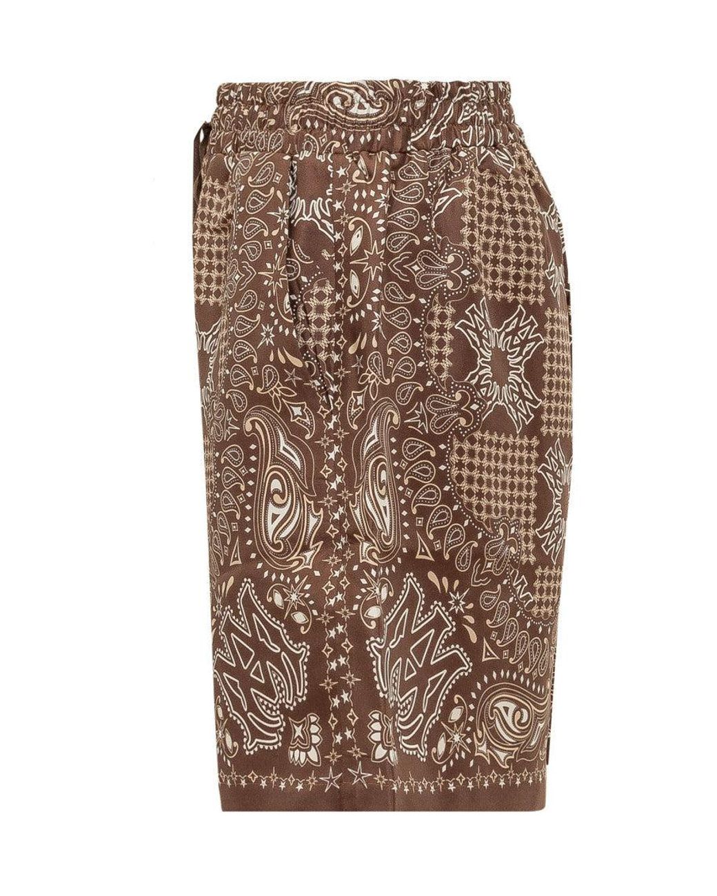 Amiri Brown Paisley Print Shorts for men