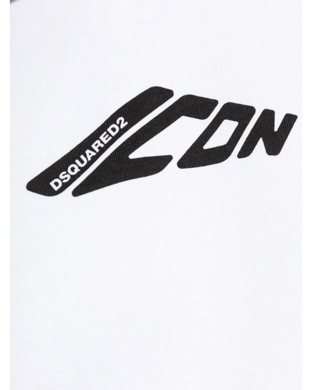 DSquared² White Icon Print Drawstring Hoodie