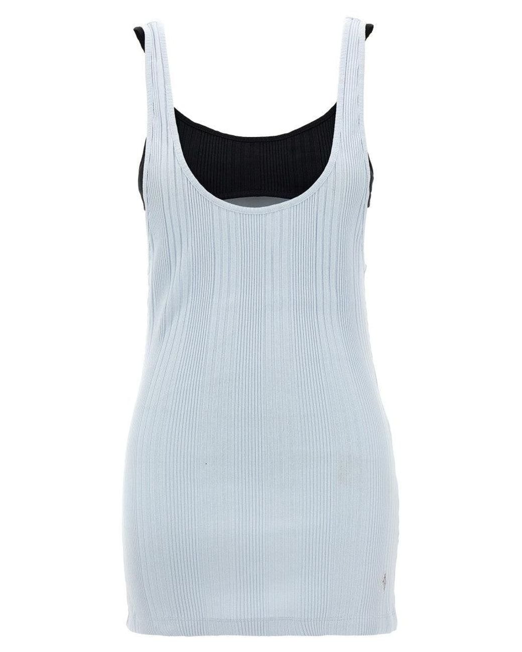 The Attico Blue Light Logo Ribbed Top