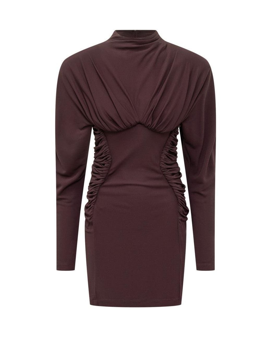 Stella McCartney Purple Solid Cowl Neck Mini Dress