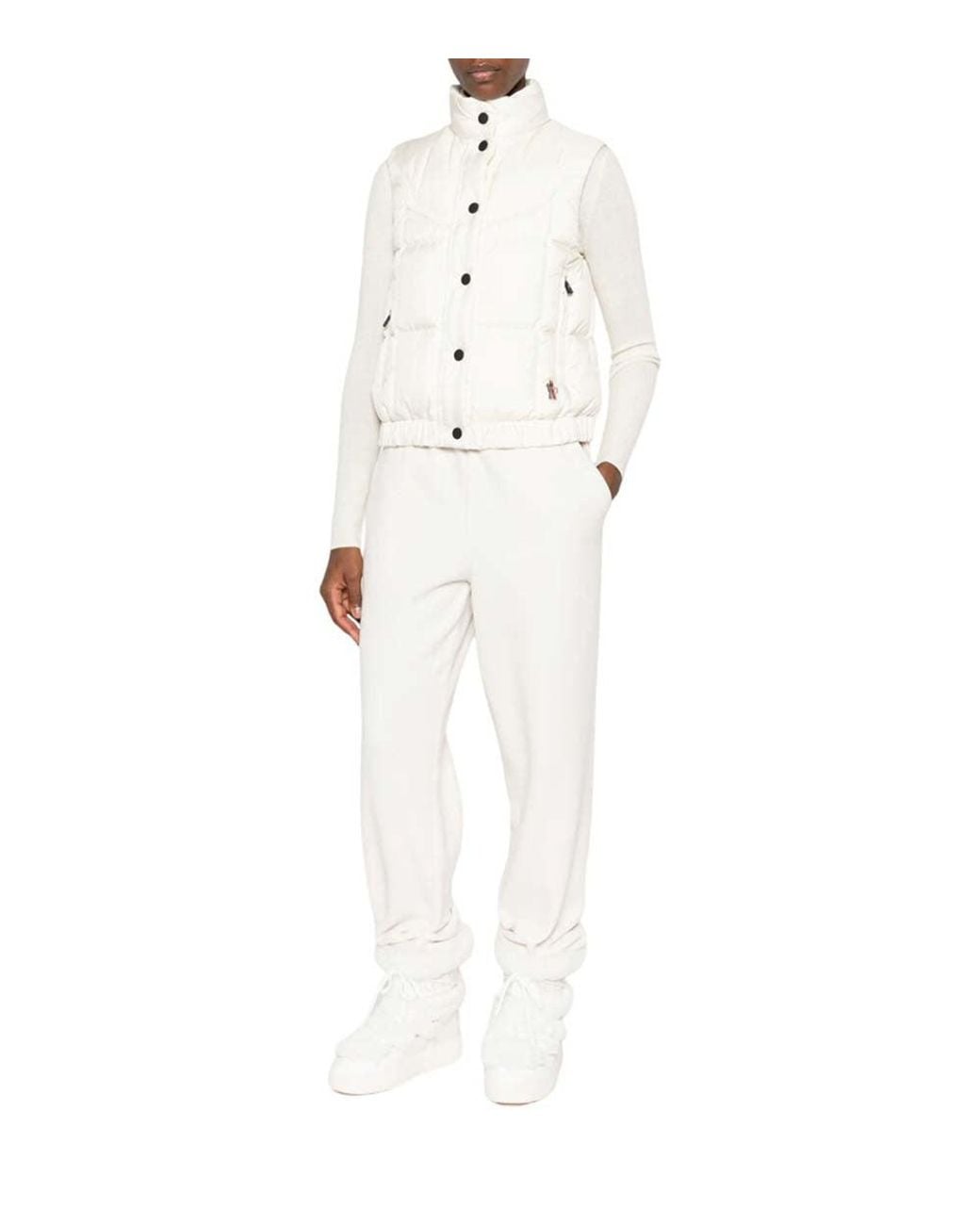 Moncler White Quilted Mock Collar Jacket
