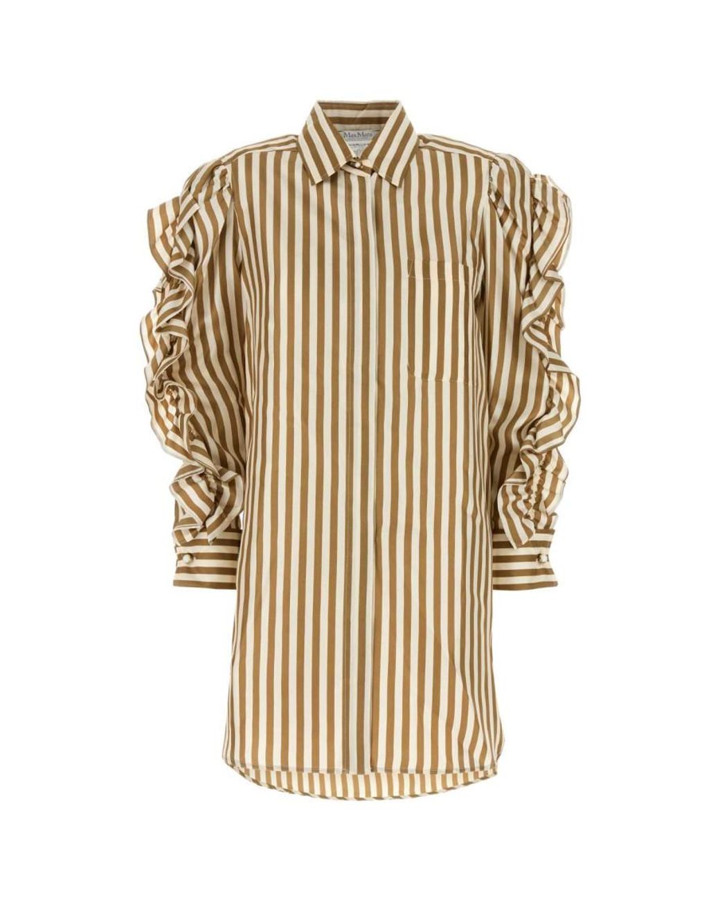 ワンピース MAX MARA Printed Silk Manna Shirt Dress Max Mara Printed Silk Manna Shirt Dress in Natural | Lyst