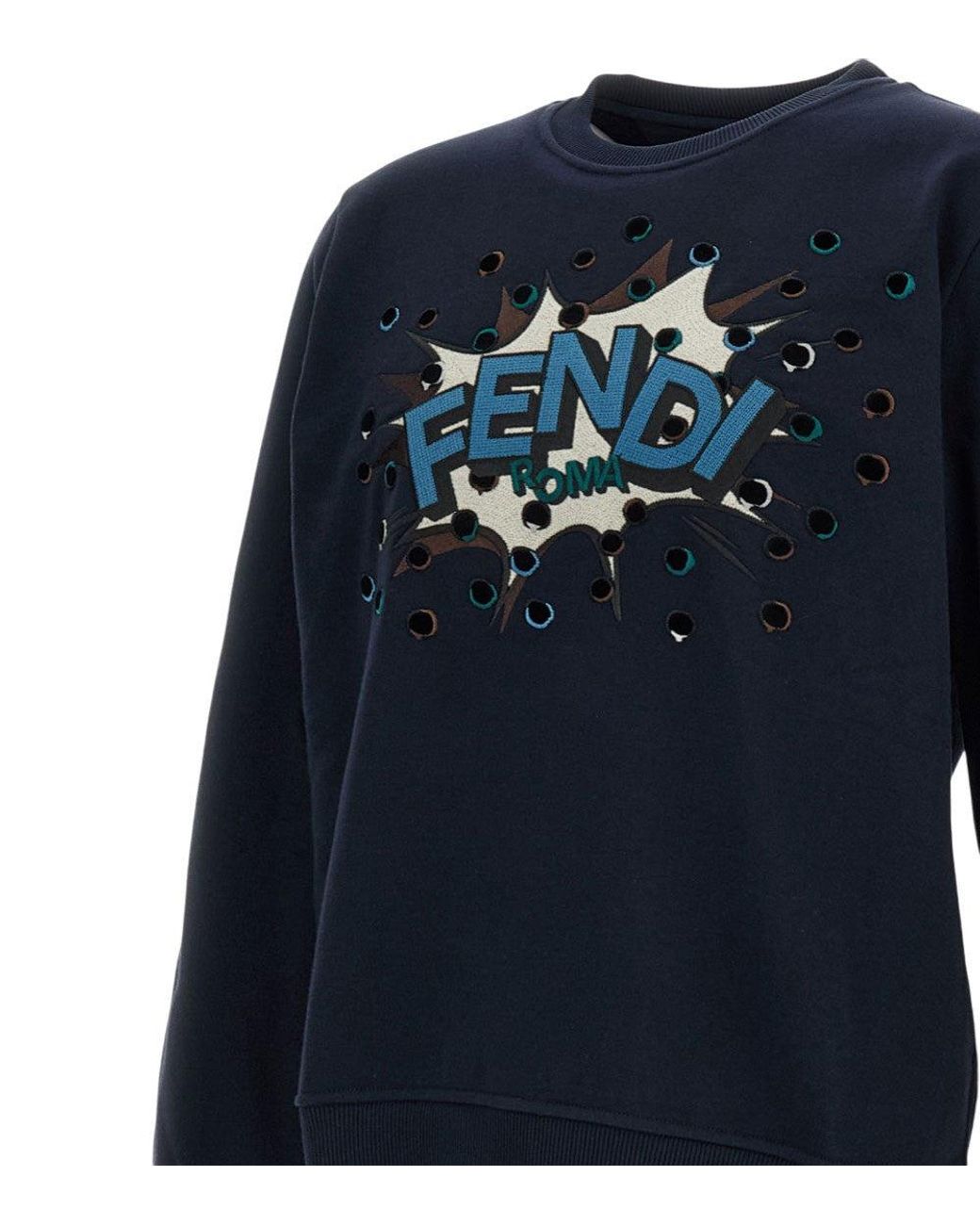 Fendi Blue Logo Sweatshirt for men