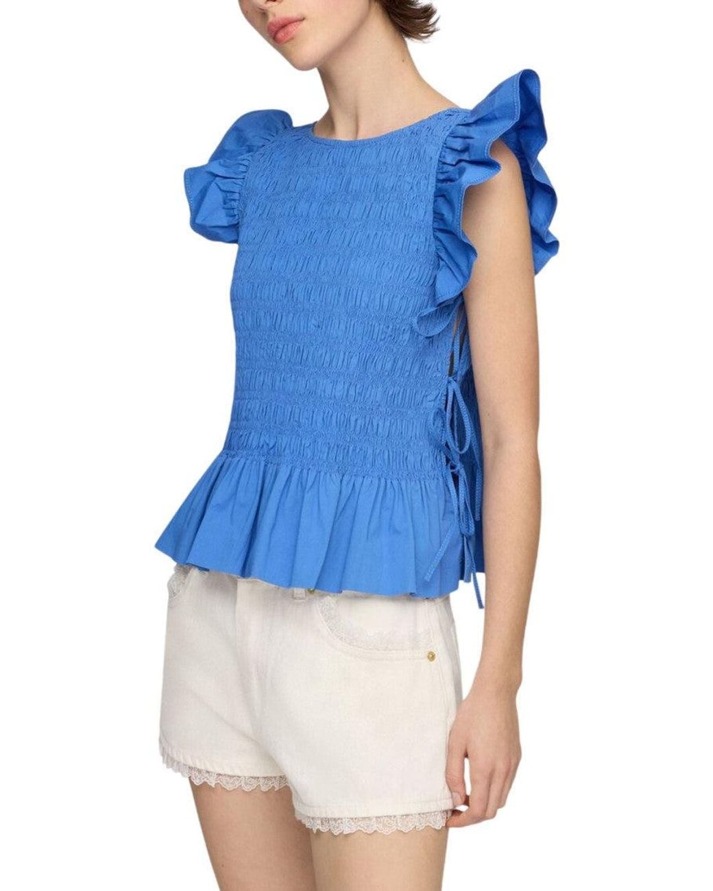 Ganni Blue Round Neck Top