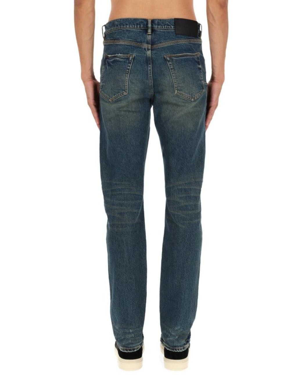 Purple Brand Blue Denim Mid Rise Jeans for men