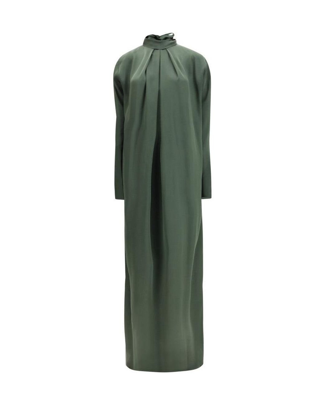 Petar Petrov Green Mandarin Collar Maxi Dress